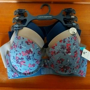 NWT Lucky Brand 3 Pack Light Lift Demi Bras 36C